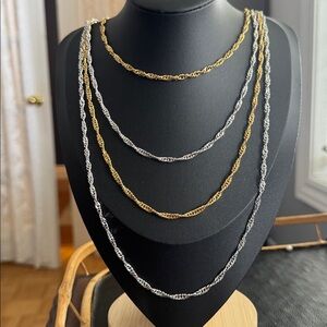 Vintage Dorlan Multi Strand Gold & Silver Tone Necklace